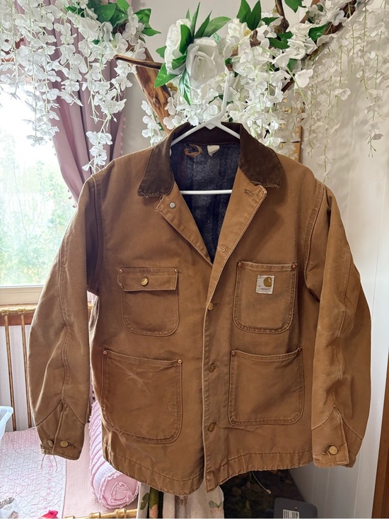Carhartt Jackets & Blazers - Carhartt Barn Brown Duck Work Jacket with Dark Brown Corduroy Collar